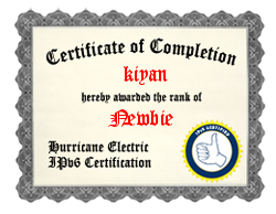 Vladimir Kiyan - IPv6 Newbie Certificate