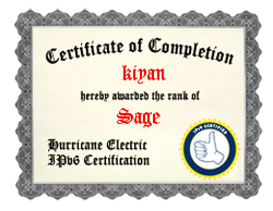 Vladimir Kiyan - IPv6 Sage Certificate